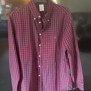 Brooks Brothers Plaid Regent L/S Dress Shirt — Mens Large